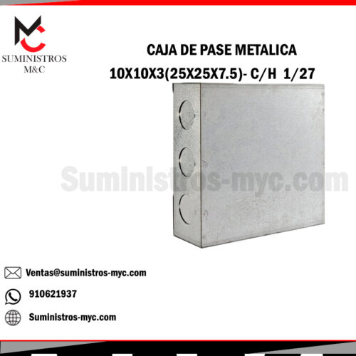 CAJA DE PASE METALICA  250X250X7.5 (10X10X3) 1/27