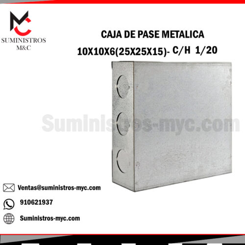 CAJA DE PASE METALICA 250X250X150 (10X10X6) 1/20