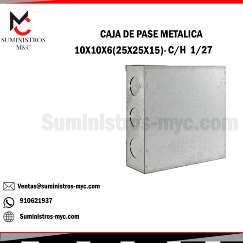 CAJA DE PASE METALICA 250X250X150 (10X10X6) 1/27