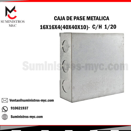 CAJA DE PASE METALICA 400X400X150 (16X16X4) 1/20