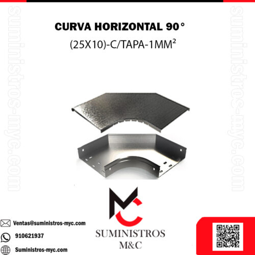 CURVA PORTACABLE 90° (25X10) C/TAPA 1MM