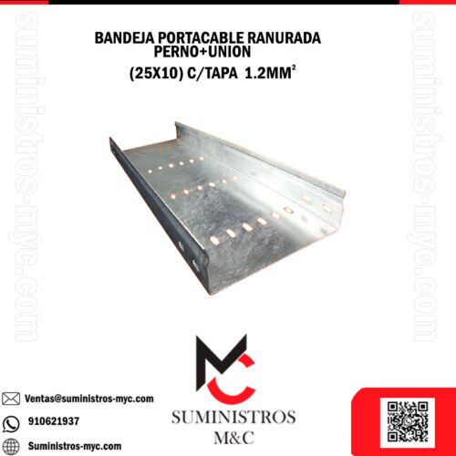 BANDEJA PORTACABLE RANURADA (25X10) 1.2MM