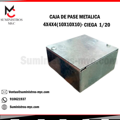 CAJA DE PASE METALICA 100X100X100 (4X4X4) CIEGO 1/20