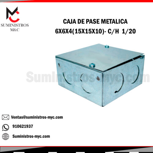 CAJA DE PASE  METALICA 150X150X100 (6X6X4) 1/20