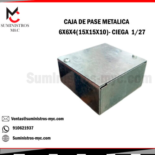 CAJA DE PASE METALICA 150X150X100 (6X6X4) CIEGO 1/27