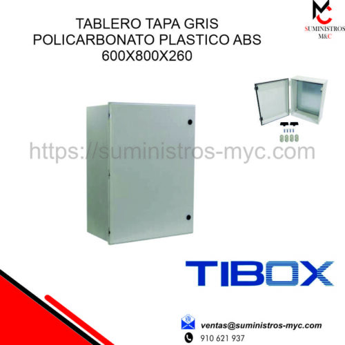 TABLERO TAPA GRIS POLICARBONATO – PLASTICO ABS 600X800X260 TIBOX